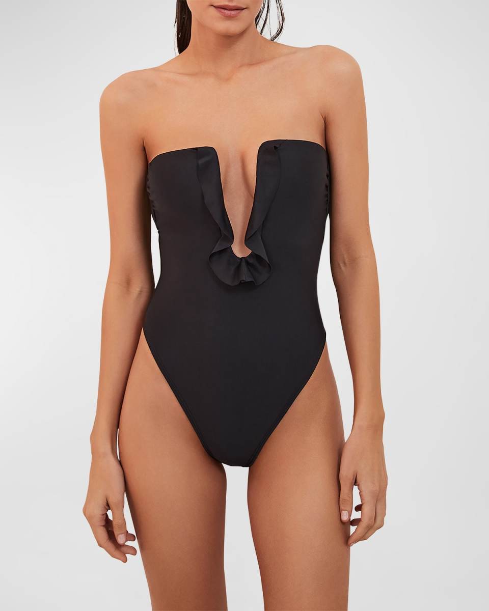 Solid Chris Brazilian Bandeau One-Piece Swimsuit
